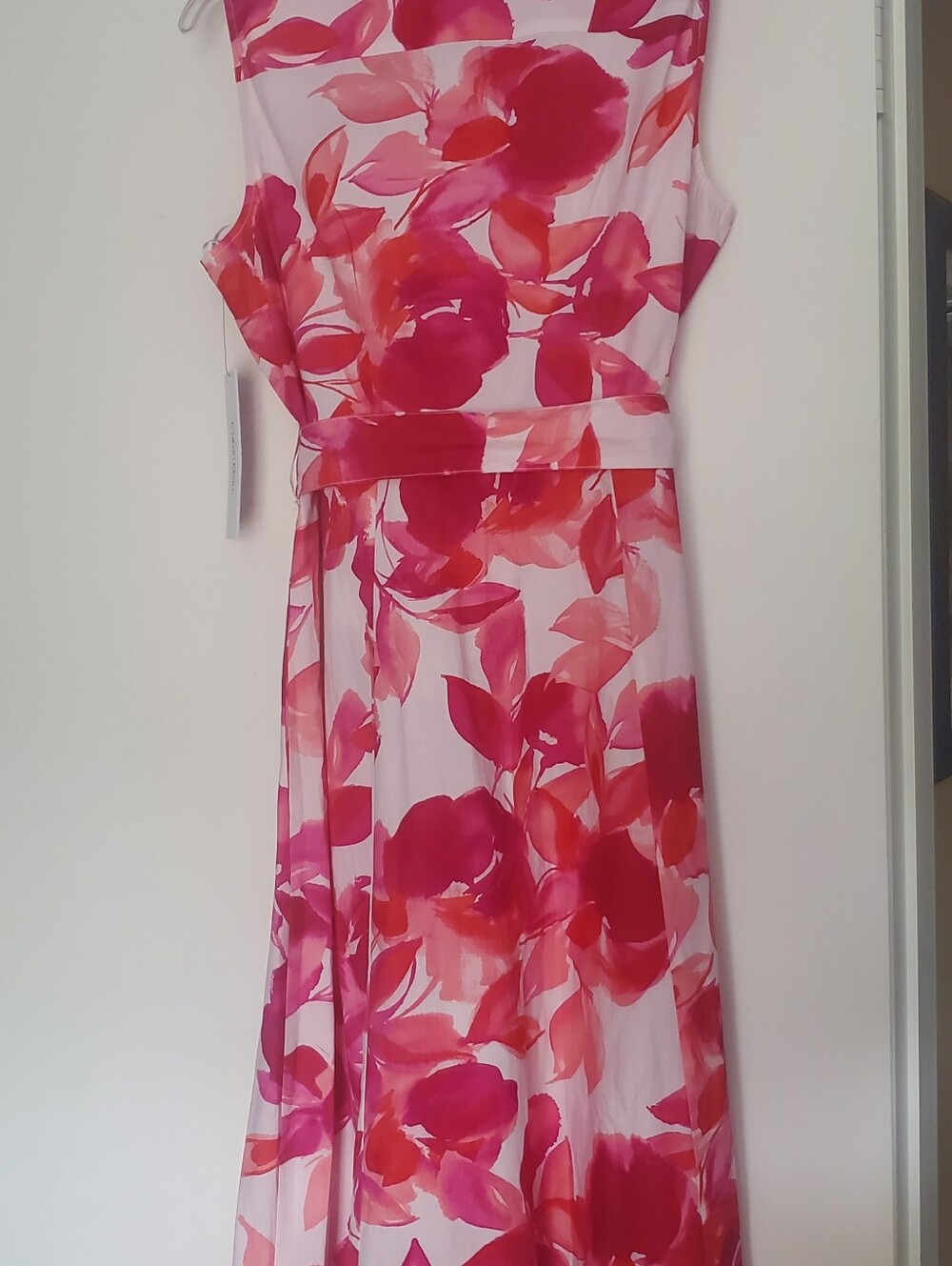 Calvin Klein Pink & White Floral Midi Dress - Picture 2 of 3